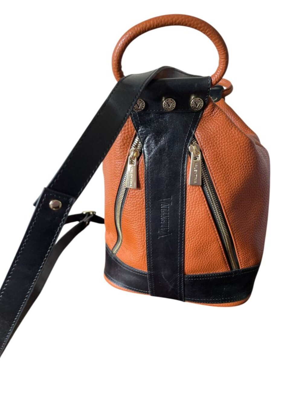 Valentina Italy Genuine Pebbled Leather Convertible Sling Backpack Bag - Excelle - Picture 6 of 12